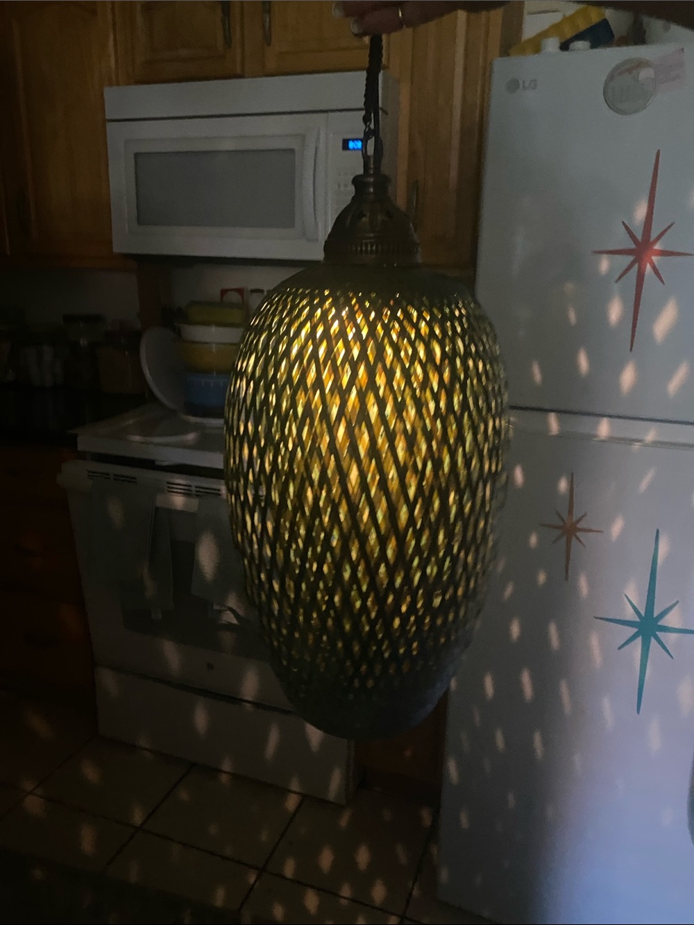 Mid Century Wicker Rattan Swag Pendant Light